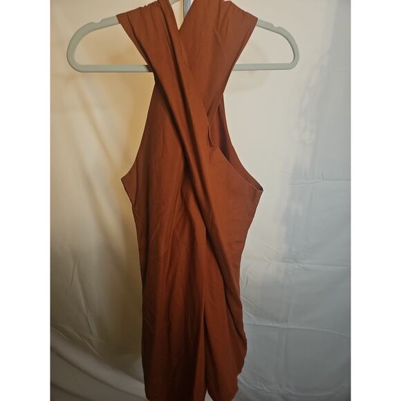 Cupshe Rust Halter Mini Dress M – Crossover Back Summer Vacation Boho Style - Picture 3 of 5